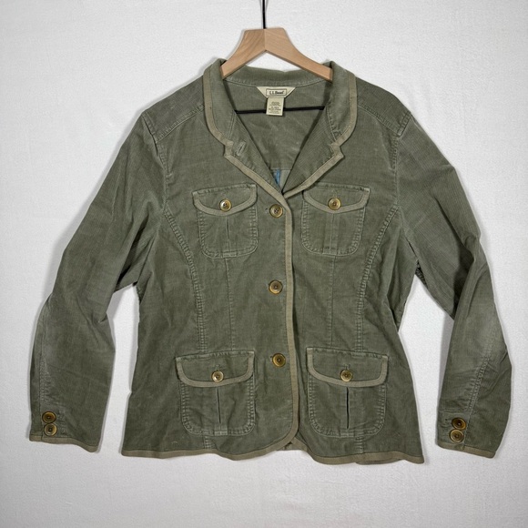 L.L. Bean‎ Women's Green Corduroy Military Utility XL - Picture 1 of 6